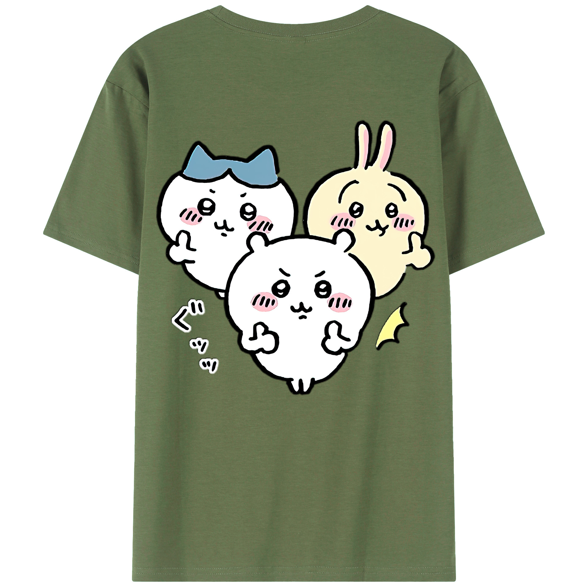 （画像用） ちいかわ うさぎ Chii-kawa usagi 綿100％ メンズ半袖Tシャツ（バックプリント） 通気性
